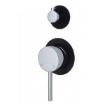 Kaya Wall Diverter Mixer, Small Round Matte Black Plates